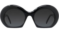 Curvy Black Round Sunglasses