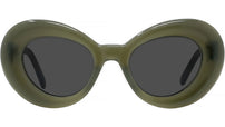 Curvy Green Geometric Sunglasses