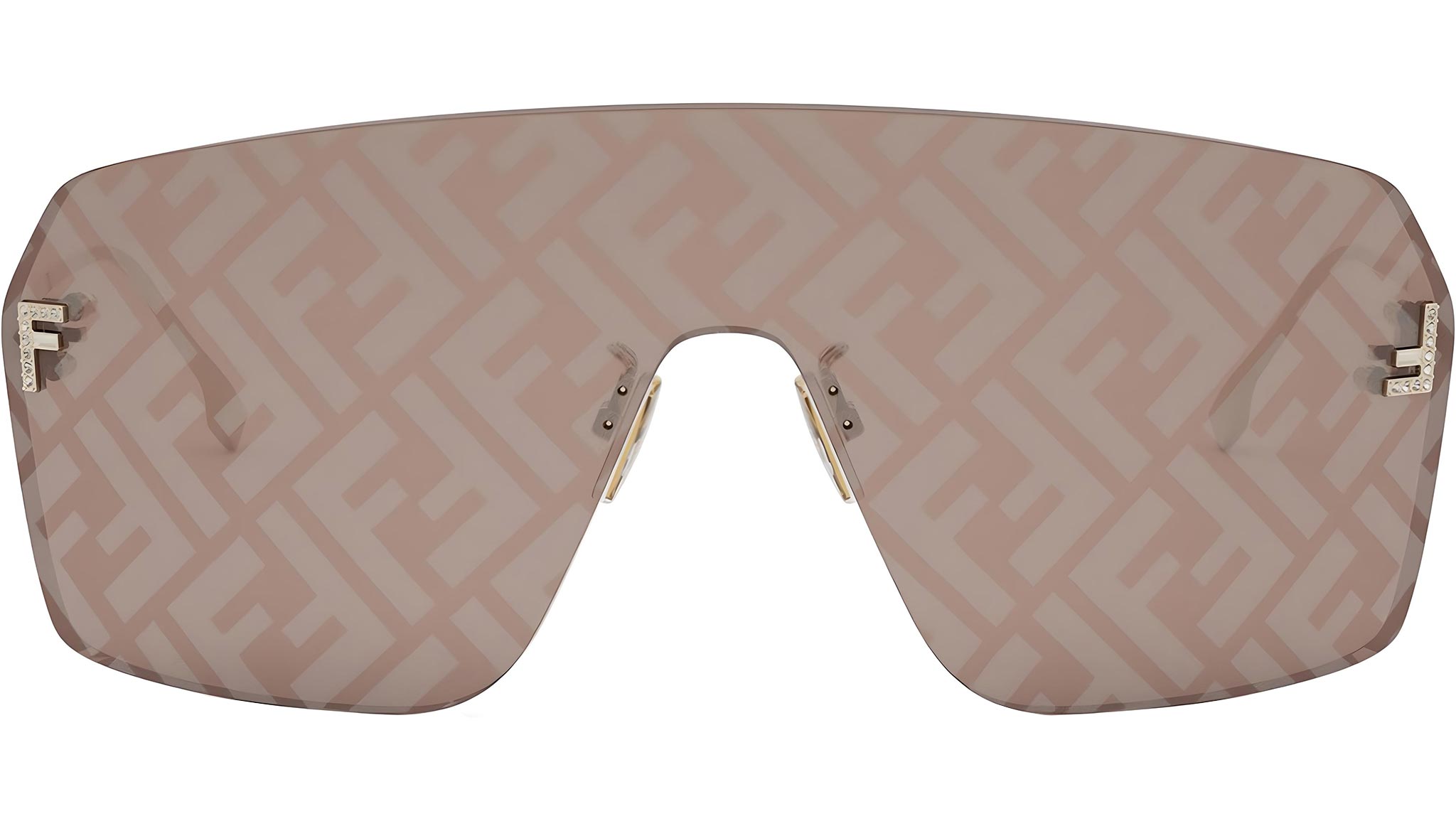 Fendi First Crystal Gold Rectangular Sunglasses