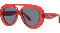 Curvy Red Pilot Sunglasses